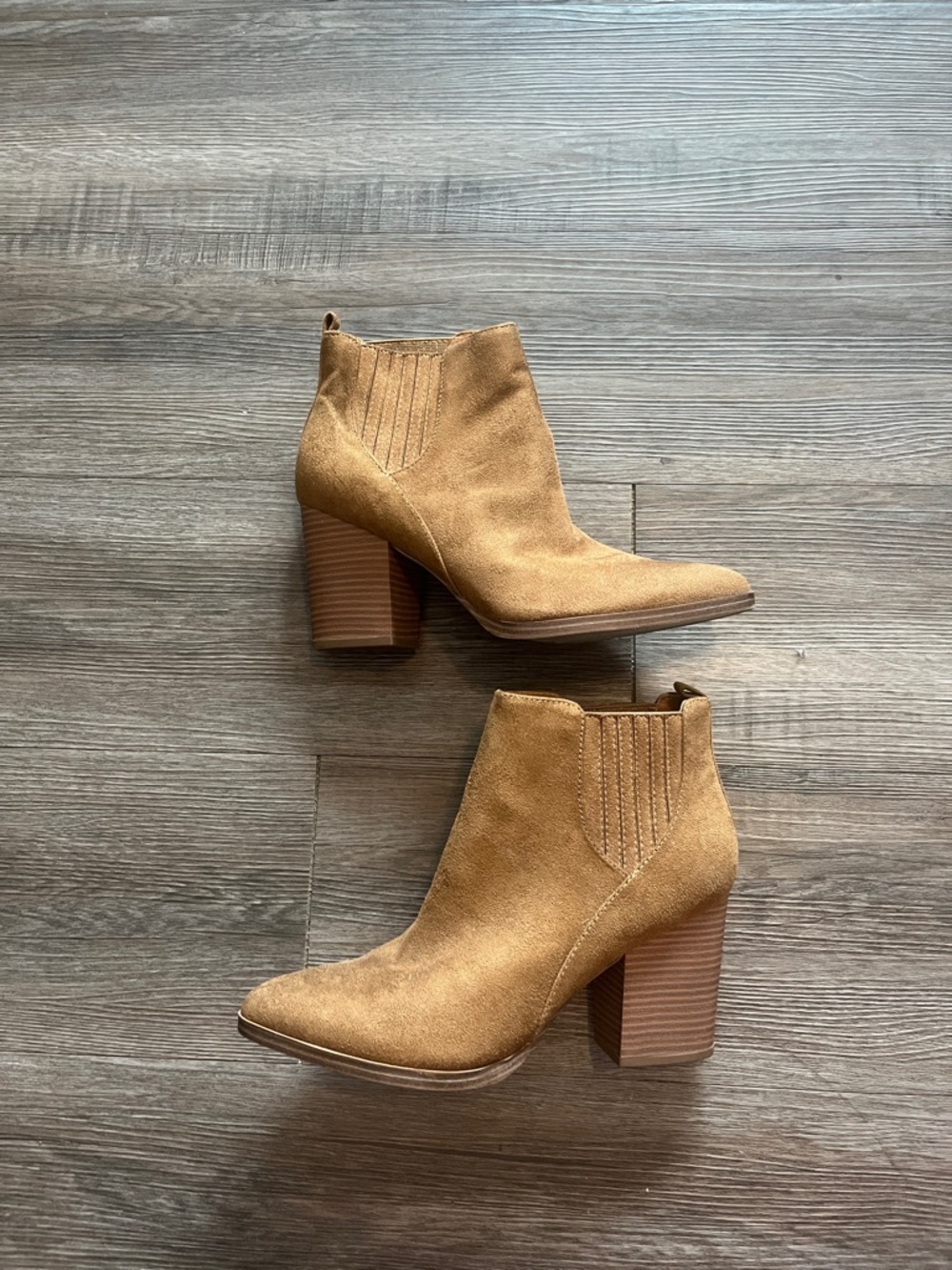 a.n.a Tan Suede Block Heel Ankle Booties